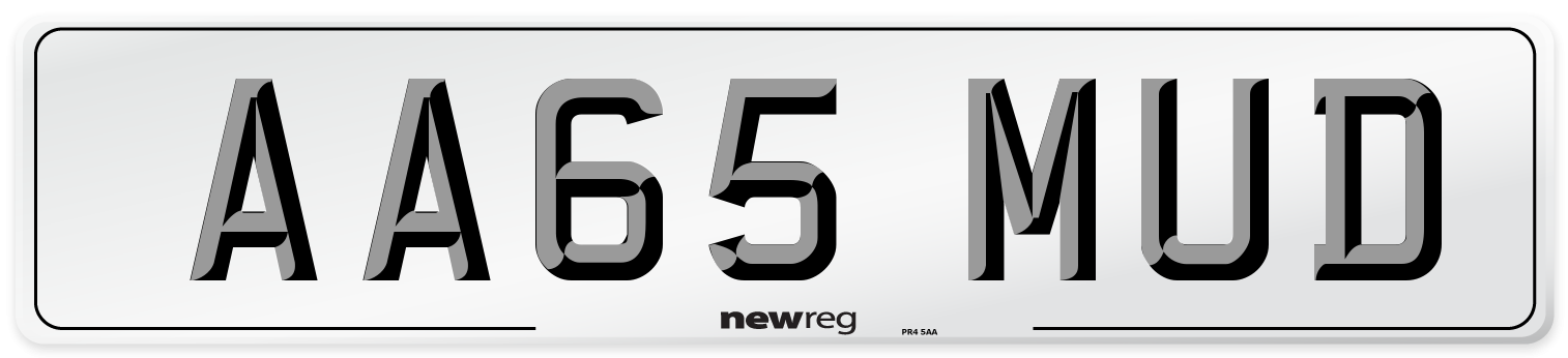 AA65 MUD Number Plate from New Reg
